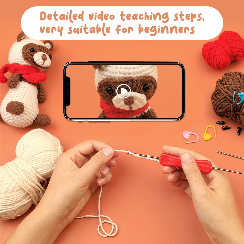 Pnytty Crochet Kits for Beginners Adults, Crochet Starters Kit with  Step-by-Step Video Tutorials,Easy Complete Craft Kniting Kit with Crochet  Hooks