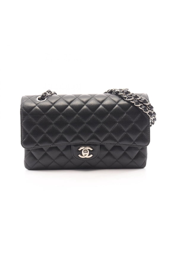 Pre-Owned Chanel Matelass Double Flap Shoulder Bag/Handbag, Calfskin Leather, Women's, Black