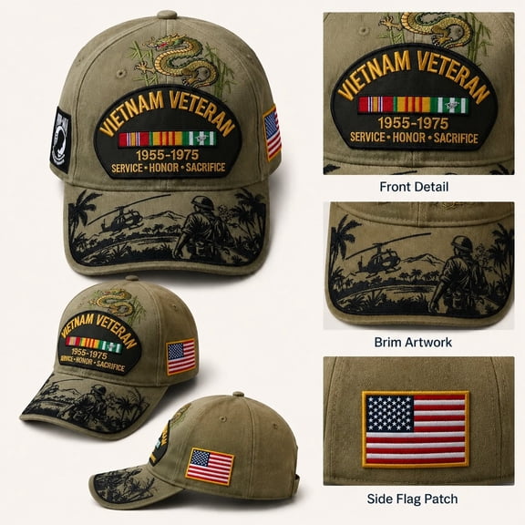 SHJHENG Vietnam Tribute Cap Adjustable 1955 1975 Memorial Baseball Hat