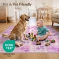 thumbnail image 4 of ODIKA 3'x5' Ultra-Soft Throw Mat, Checkered Purple Playful Squares Boho Charm Bold Checkerboard Pink Flowing None Washable, Bare feet friendly, Easy Care Indoor rug for Bedside, Vanity, 4 of 7