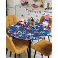 thumbnail image 4 of Independence Day Blue Red Stars Stripe Fitted Round Tablecloths Elastic Edged Table Covers 36"-44",American Flag Waterproof Dining Room Table Cloth for Kitchen Holiday Party Tables Decor, 4 of 6