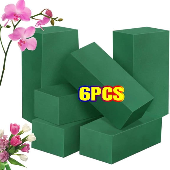 Professional 6 Pack Floral Flower Foam Blocks, Green Plant Foam for Flower Arrangements, Wet & Dry Florist Foam Styrofoam for Fresh and Artificial Flowers