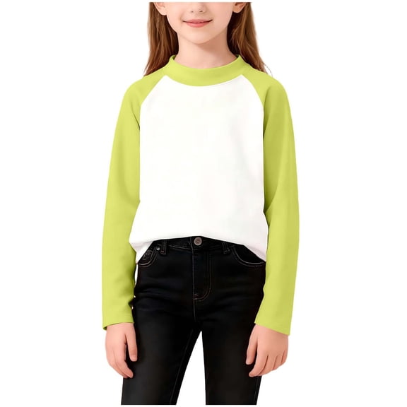Khunlpohl Kids Casual Sweatshirts Crew Neck Color Block Sweatshirt Long Sleeve Trendy Loose Tops for 2-14 Years