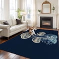 thumbnail image 3 of Area Rug 60×96in, Farm Mushroom Abstract Plants Floor Carpet Living Room Rug, Navy Blue Non-Slip Welcome Mat Indoor Rugs for Bedroom Dining Room, 3 of 9