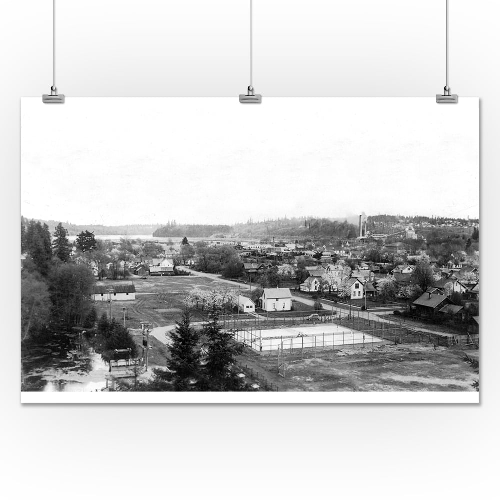 Shelton, Washington Aerial View of the Town (24x36 Giclee Gallery