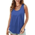 thumbnail image 2 of Weiqiqre Tank Tops for Women Summer Loose Sleeveless Tops Ribbed Trim Scoop Neck Curved Hem Tops, 2 of 8
