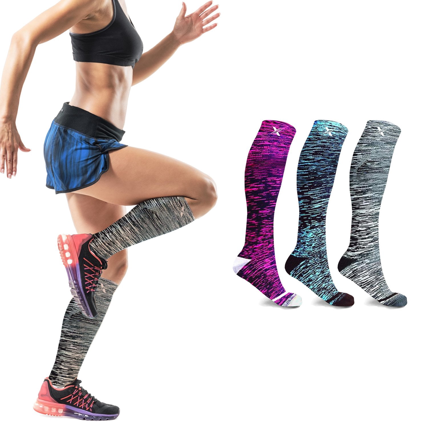 Compression Performance Socks Improved Circulation & Support for Men and Women, 3 Pack