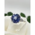 thumbnail image 3 of 8mm - 10mm Lab Ceylon Blue Sapphire Round Cut, Accented Three Stone Ring, Sterling Silver, 3 of 5