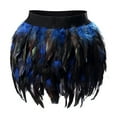 thumbnail image 3 of MORTTIC Women's Unique Faux Feather Mini Skirt Gothic Style Irregular Hem Summer Party Cocktail Skirt Dark Blue，S, 3 of 5