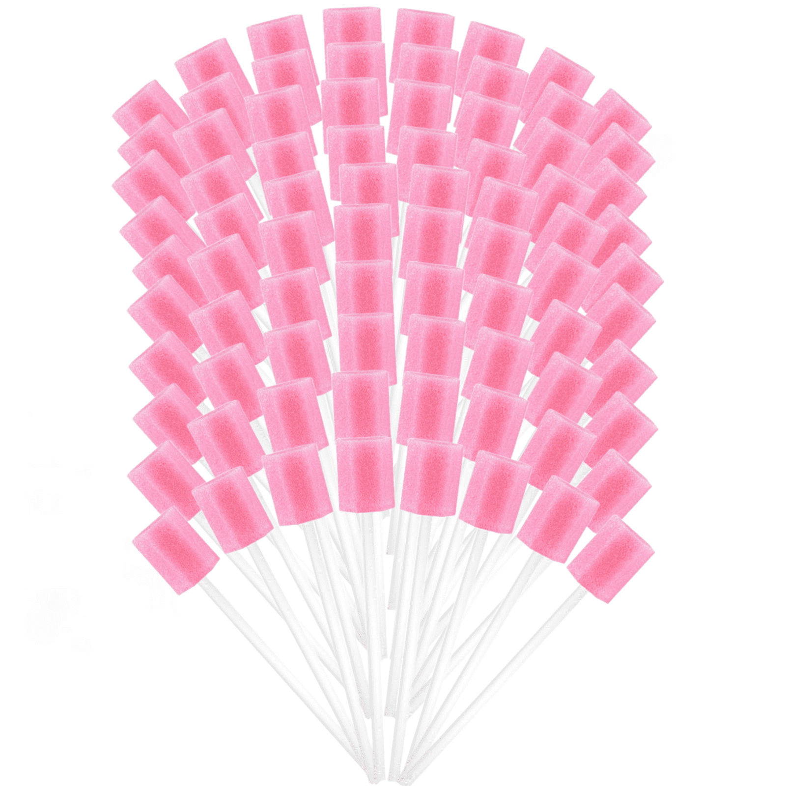 100pcs Disposable Oral Sponge Swab Professional Portable Tooth Cleaning Mouth Swabs (Pink