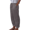 thumbnail image 1 of Pantalones anchos de cintura alta para mujer: pantalones elásticos con cordón, poliéster, estampado, bolsillos laterales, corte deportivo informal., 1 of 8