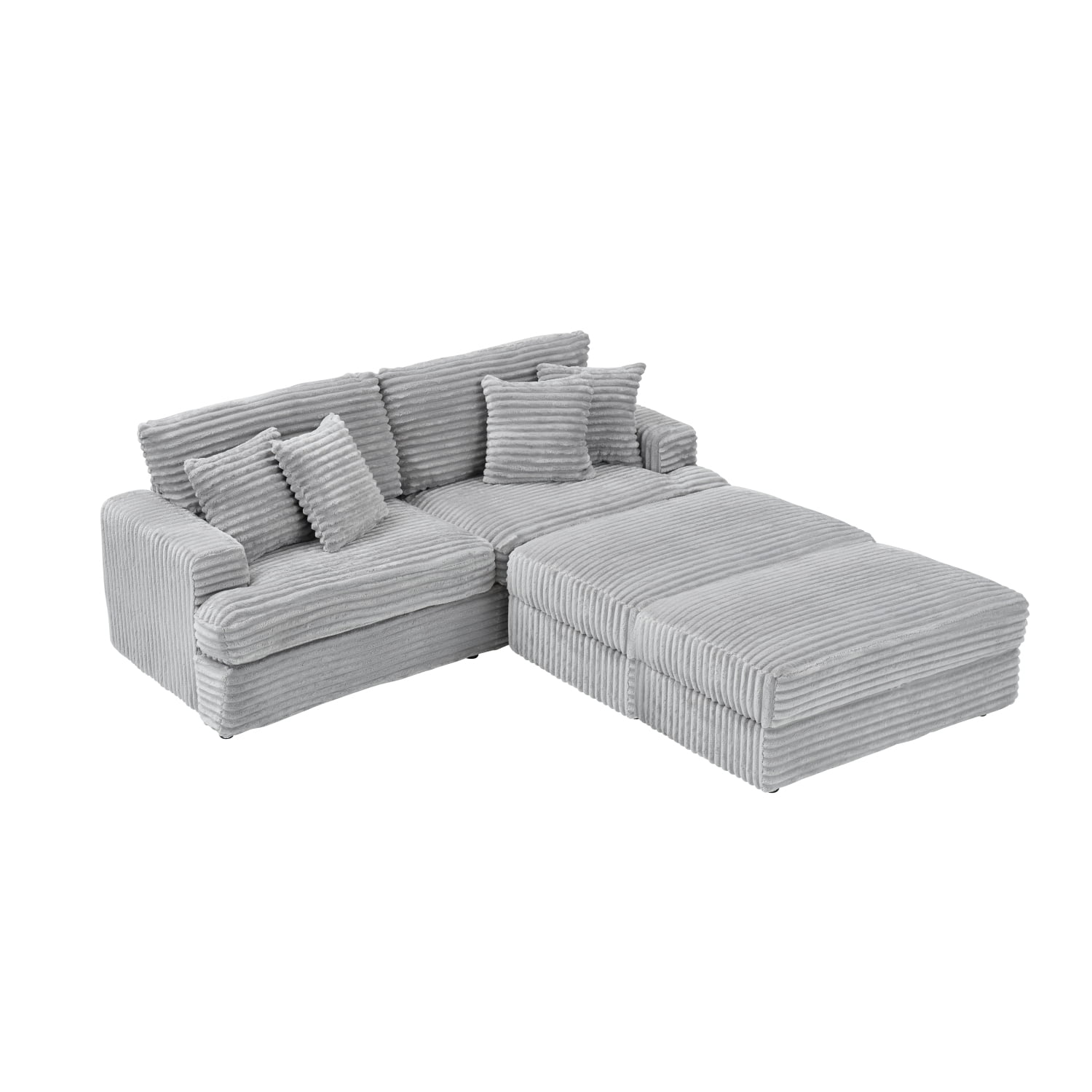 88.58" Corduroy Sofa,Extra Deep Seat Couch with Double Storage & Pillows,Comfy Upholstered Oversized Loveseat Sofa Couch for Living Room,Office,Gray