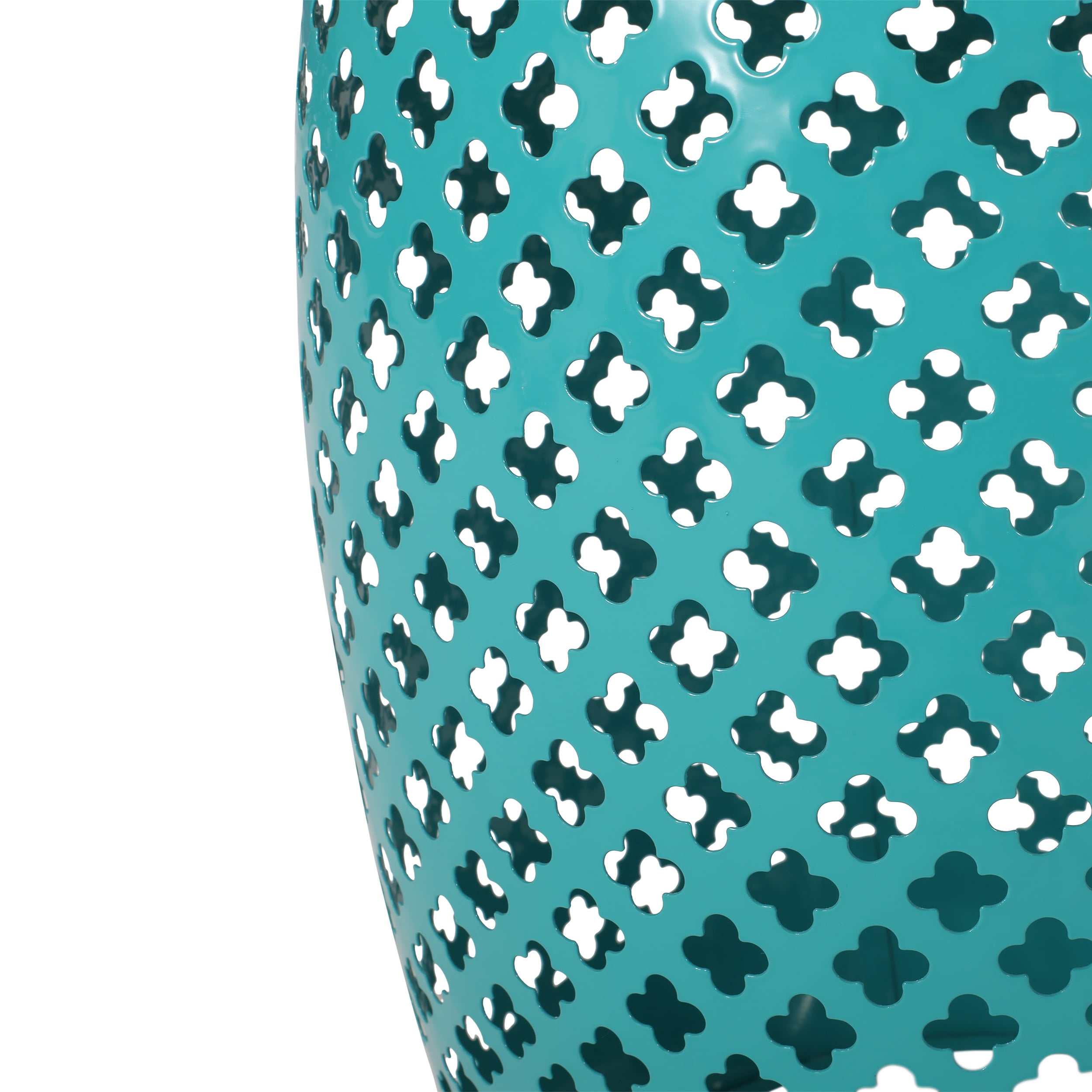 Samerah Outdoor Iron Side Table, Teal, Multi-Color