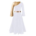 thumbnail image 2 of RUNQHUI Robe de Danse Métallique Dorée pour Filles, Prière Lituricale Blanche 14, 2 of 6