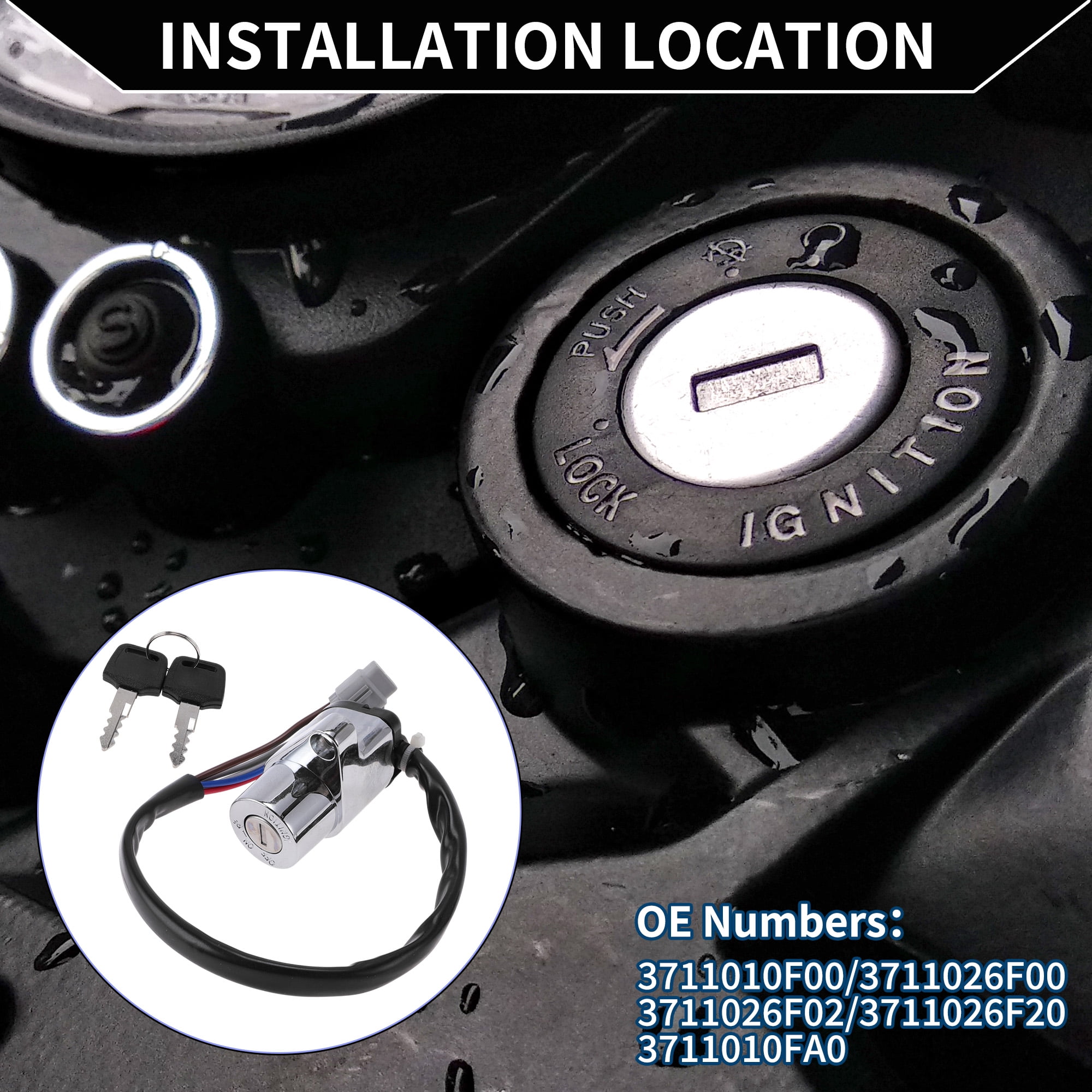Unique Bargains Ignition Key Switch Ignition Switch Lock Set No.3711010F00 for SUZUKI INTRUDER VL1500 1998-2004 1 Set