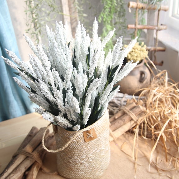 Xoxingysm Artificial Flowers 12-Heads Artificial Pe Lavender Fake Flower Wedding Bouquet Party Home Decor A, A Bunch of Artificial White Lavender Flowers