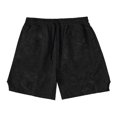 thumbnail image 3 of Aayomet Men Shorts Mid Waist Shorts Pant Solid Splice Pocket Drawstring Knee Length Shorts (Black, XXL), 3 of 4