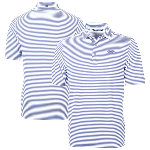 Men's Cutter & Buck Purple Baltimore Ravens Virtue Eco Pique Stripe Recycled Polo