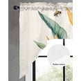 thumbnail image 2 of Green Palm Leaf Swag Valances for Windows, Small Curtains Drapes, Summer Bee Tropical Plant Pastoral Kitchen Window Curtains Over Sink Rod Pocket Window Treatment Valance for Bedroom/Bathroom 56"x36", 2 of 5