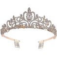 thumbnail image 1 of Corona de cristal con peine de diamantes de imitación para corona nupcial, bodas, bailes, desfiles, fiestas de princesas Rojo Verde  Cocina, Decoración y Otros, 1 of 5