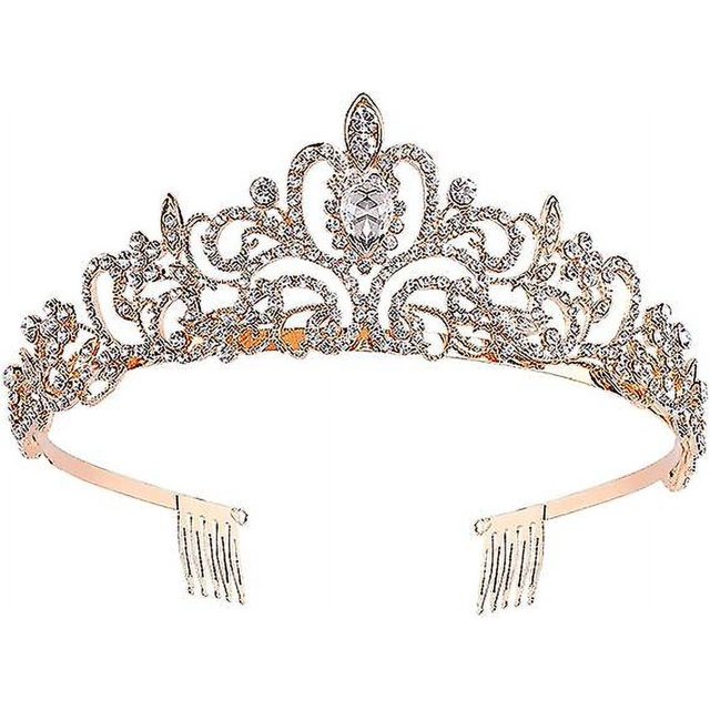 Corona de cristal con peine de diamantes de imitación para corona nupcial, bodas, bailes, desfiles, fiestas de princesas Rojo Verde Cocina, Decoración y Otros