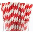 thumbnail image 1 of Lot de 900 Pailles à Boire en Papier Biodégradables 4 Plis à Tourbillons Rouges (Compostables, Non Toxiques, Sans BPA), 1 of 3