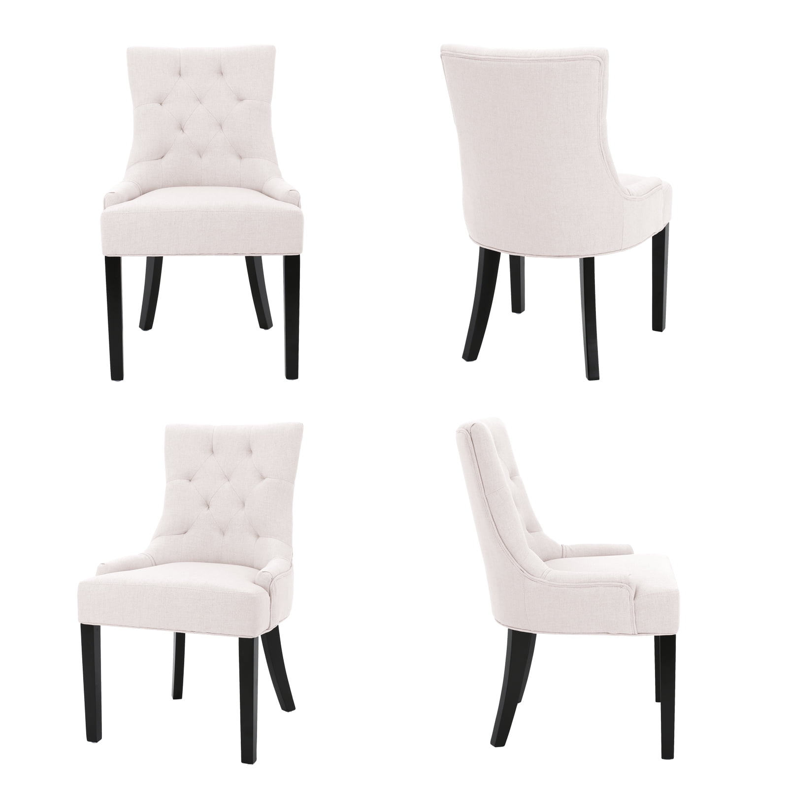 Kadyn Contemporary Tufted Dining Chairs, Upholstered Kitchen Chair with Wood Legs and Inclined Handrail, Dinner Chairs for Dining Room, Set of 2, Beige Kadyn Contemporary Tufted Dining Chairs, Upholstered Kitchen Chair with Wood Legs and Inclined Handrail, Dinner Chairs for Dining Room, Set of 2, Beige