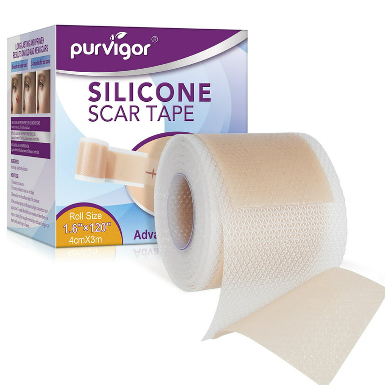 Purvigor 120inch Medical Silicone Scar Tape Waterproof and Reusable, Size: 1.6 x 120, Purple