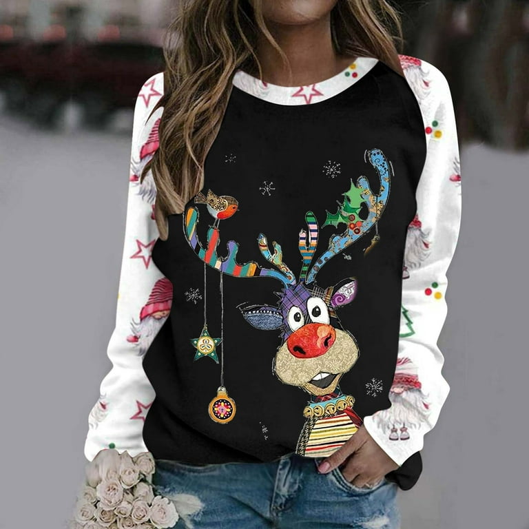 clearance items under 5 dollars free shipping,Christmas Shirts Women 2023  Merry Christmas Graphic Printed Tee Shirts Long Sleeve Crewneck Sweatshirts  Holiday Tops,Women'S Sweatshirts Plus Size 