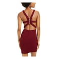 thumbnail image 2 of B DARLIN Womens Burgundy Zippered Sleeveless V Neck Short Cocktail Sheath Dress 7\8, 2 of 4