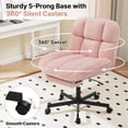thumbnail image 6 of Daluvenix Office Chair, Ergonomic Extra Wide Big Desk Chair with Retractable Footrest, Height Adjustable Swivel Teddy Fleece Mid Back Home Chair with Wheels, Pink, 6 of 11