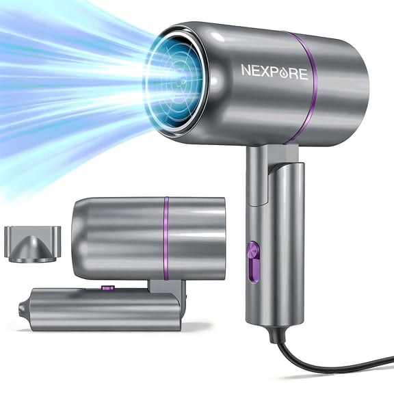 NEXPURE Hair Dryer, Travel Ionic Blow Dryer with Nozzle for Women & Men, Light and Quiet for Home Use, for All Hair Types