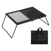 Folding Campfire Grill Grate, Portable Heavy Duty Steel Mesh Over Fire Camp Grill, Camp Fire Cooking Equipment with Legs & Carrying Bag, Grilling Rack for Outdoor BBQ Picnic