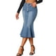 thumbnail image 1 of Falda de cola de pez INSPIRE CHIC para mujer, falda maxi de mezclilla desgastada M azul cielo, 1 of 6
