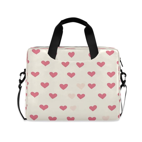 16inch Laptop Briefcase, Business Laptop Bag with Detachable Strap & Padded Compartment, Water-Resistant Polyester,Pink Hearts