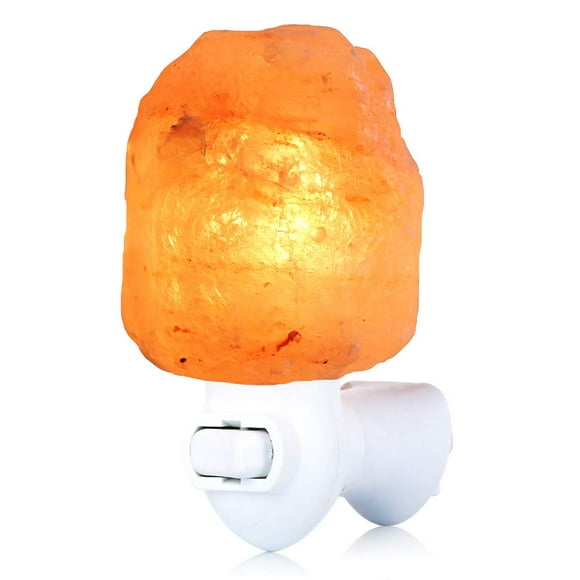 pursalt Lampe de Sel de l'Himalaya Veilleuse à Brancher, Certifié 360 Degrés Rotatif Prise Murale avec 2 Ampoules de Rechange Supplémentaires Salle de Bain Chambre Veilleuse, Cristal Rose Sel de Roche Fait Main