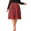 MODA NOVA Juniors Plus Size A Line Knee Length Plaid Flare Velvet Skirt Red 2X