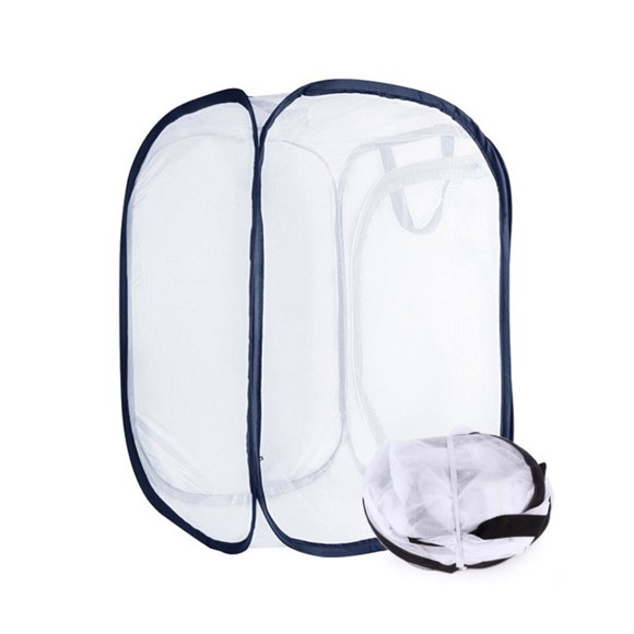 30x30cm White Foldable Insect Cage Portable Bug House Dragonfly Habitat Outdoor Nature Exploration Toys (Zipper for Random Color)