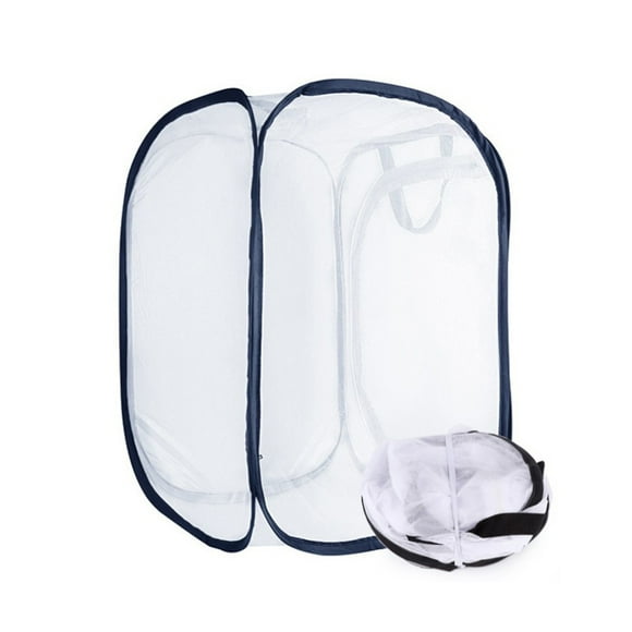 Insect Cage 30X30cm White Foldable Insect Cage Portable Bug House Dragonfly Habitat Outdoor Nature Exploration Toys (Zipper for Random Color)