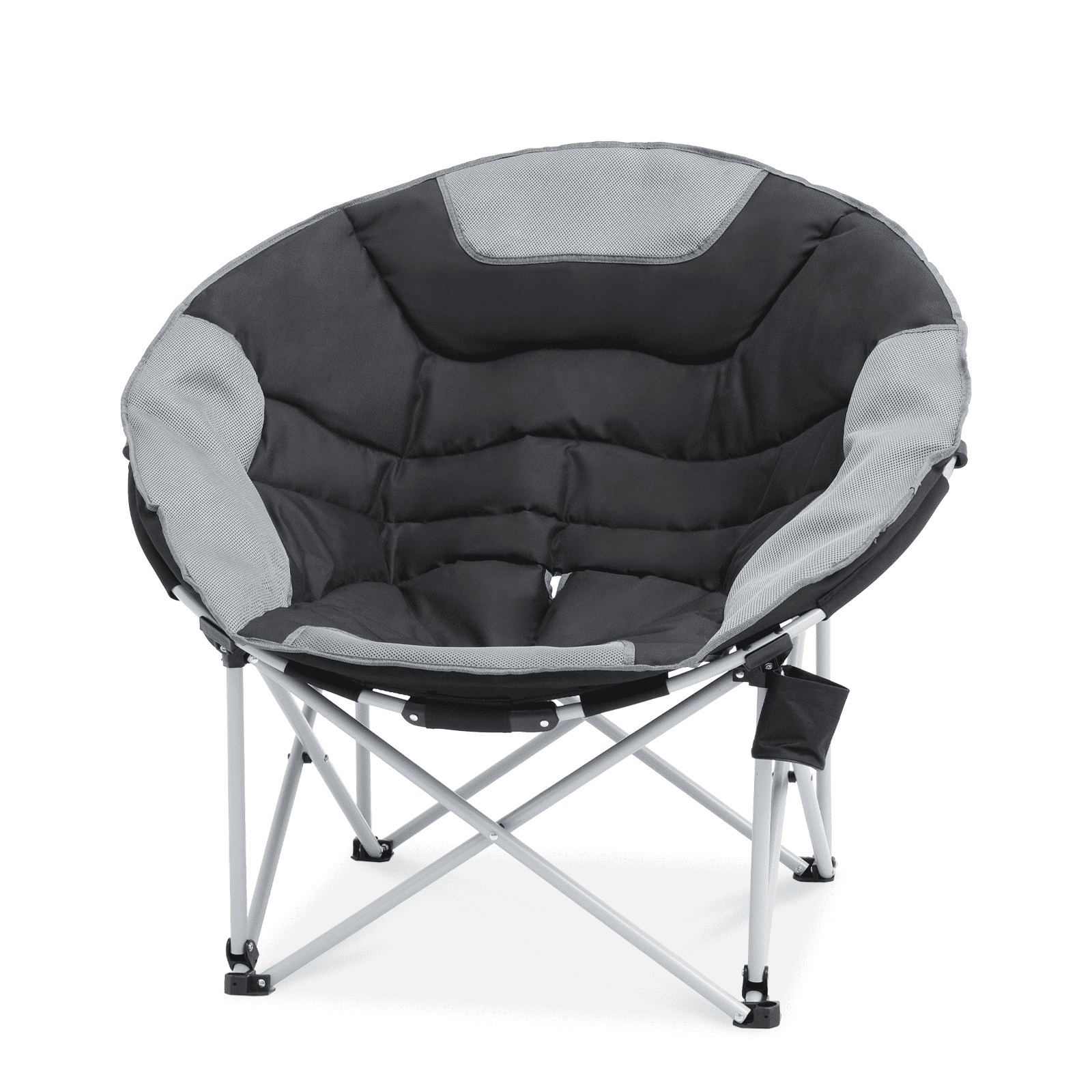 Outsunny Padded Camping Chair – Portable Folding Chair With Side Pockets & Cup Holders, Light Gray, Holds 265 Lbs