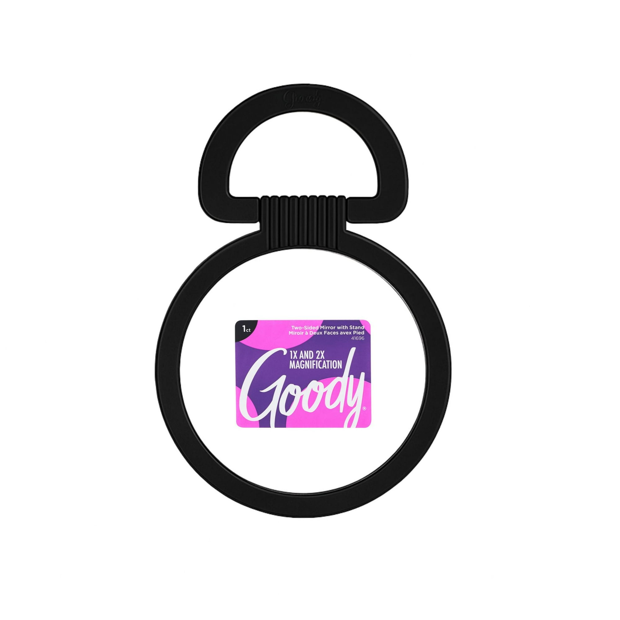 Goody 2-Sided Mirror with Stand, Regular and Magnified View, 6 x 9 in, Dual View Vanity Mirror for Makeup and Grooming