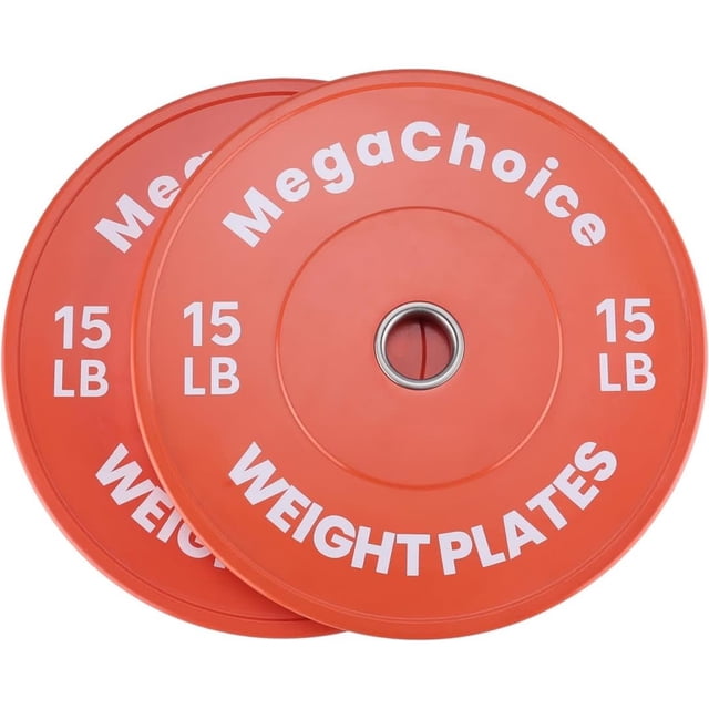 Bingirl 15LB Orange Rubber Bumper Weight Plates Pairs - Adjustable Weight Plates Set for Home Gym Strength Training and Weightlifting, 2-Inch Fractional Plates