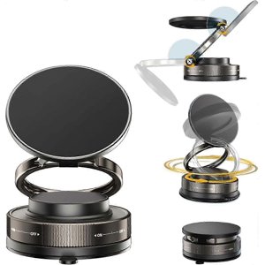 360 Support de téléphone magnétique à vide réglable pour voiture, support de téléphone de ventouse pour Magsafe, support portable pour téléphone portable pour maquillage/gym/miroir, adapté pour Al