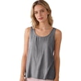 thumbnail image 5 of Tweang Cotton Tank Top Women Twist Front Halter Sleeveless Summer Vacation Outfits Pleated High Neck Halter Tops Breathable Sleeveless Keyhole Back Tank Top Ruffle Trim High Neck Boho Shirt Gray L, 5 of 7