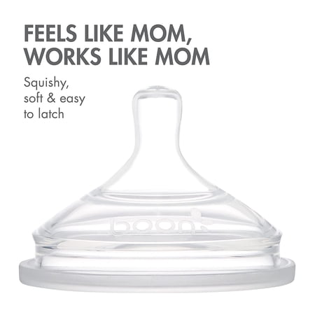 Boon NURSH Reusable Silicone Pouch Baby Bottles – Stage 2 Medium Flow – 8oz – Marble (3pk)