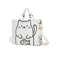 thumbnail image 7 of FORMRS Womens Corduroy Tote Bag Crossbody Shoulder Handbag with Pocket, White Chubby Cat, 7 of 7
