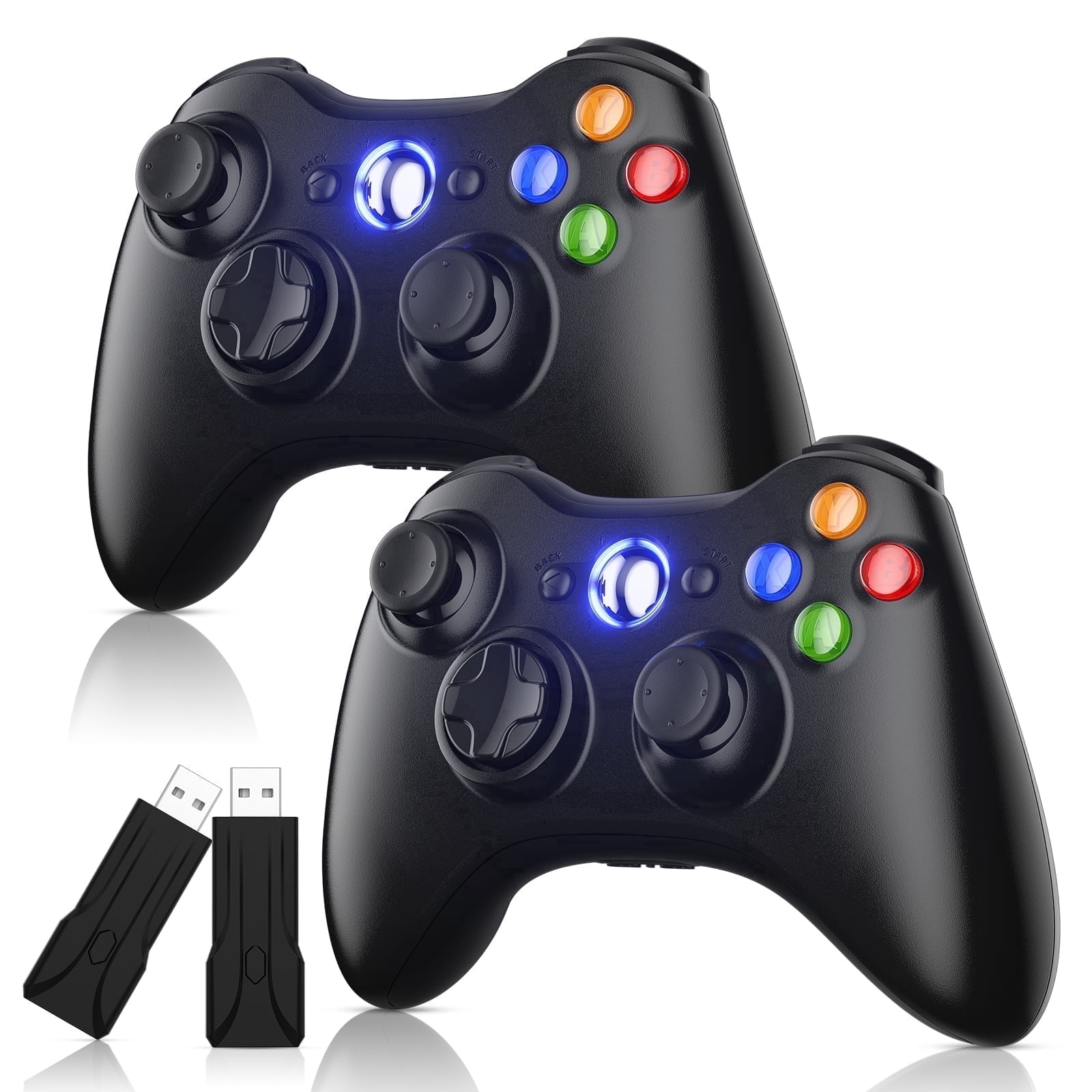 2-Pack Xbox 360 Wireless Controller for Xbox 360, 2.4GHZ Game Joystick Controller Gamepad Remote Compatible with Xbox 360/360 Slim, PC Windows 7,8,10