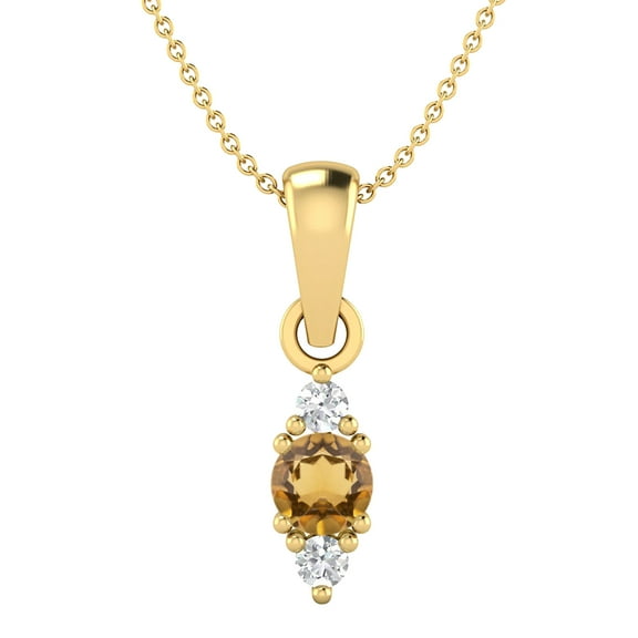4 MM Round Natural Citrine 925 Silver Gold Vermeil Classic Delicate Women Valentines Day Gifts Necklace