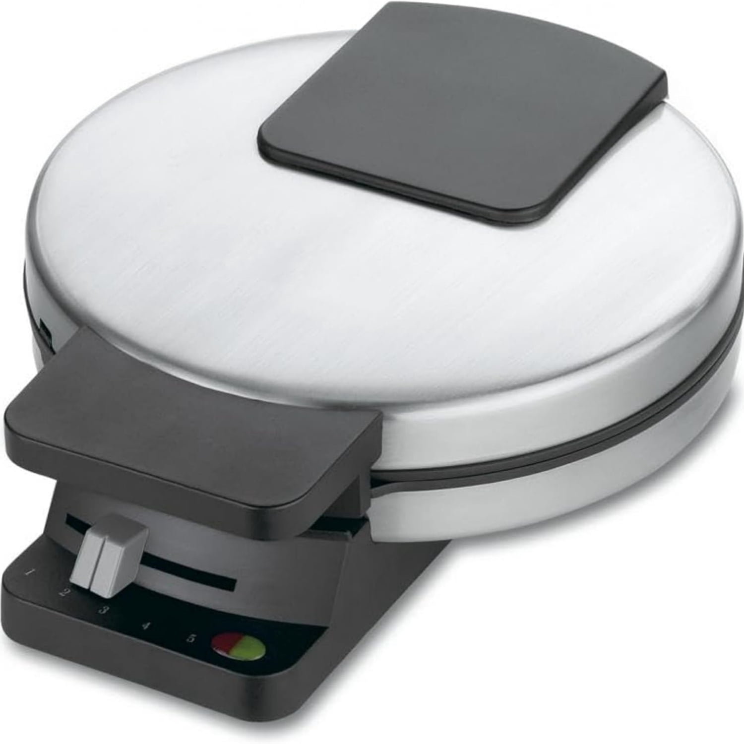 Waffle Maker, 1250W Round Classic Waffle Iron, 5-Setting Adjustable Browning Control, Brushed Stainless
