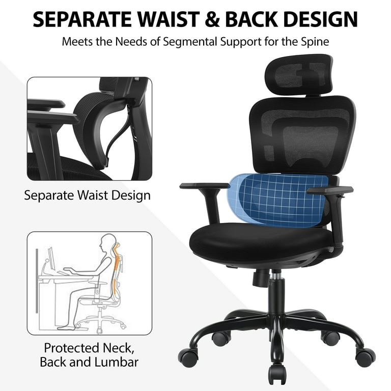 Coolhut Ergonomic Office Chair Desk Chair High Back Computer Chair with Lumbar Support 300lbs Black (Upgraded Sponge Cushion)
